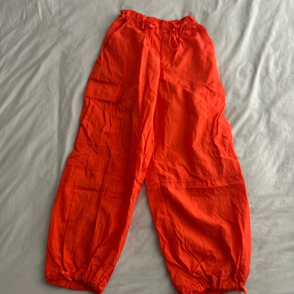 Orange Cargo Jogger Pants